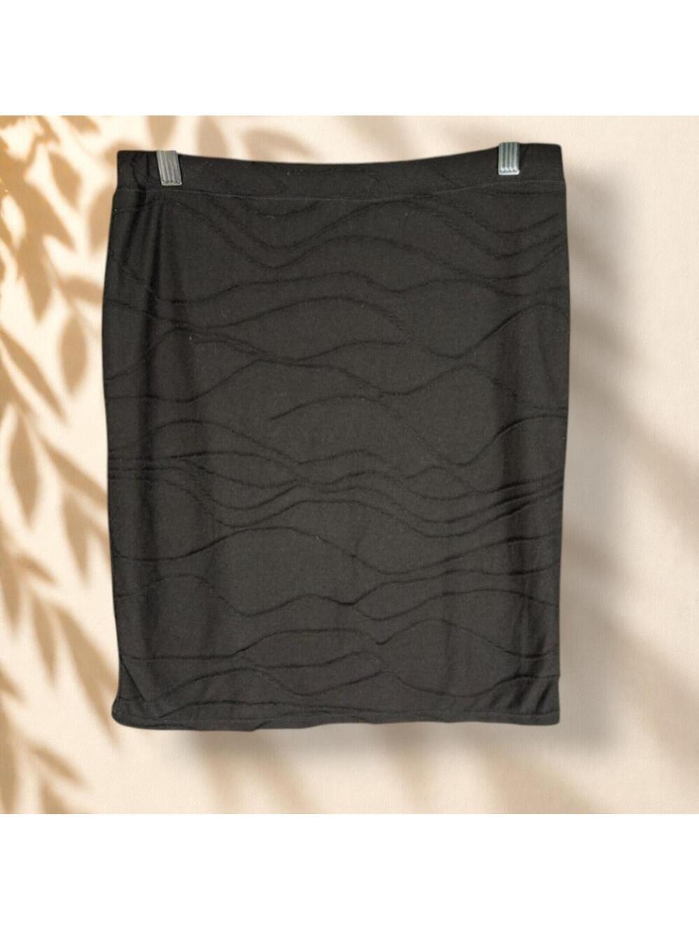 Max Studio Skirt Women S Small Black Striped A-Line Midi Mid Rise Pull On Casual